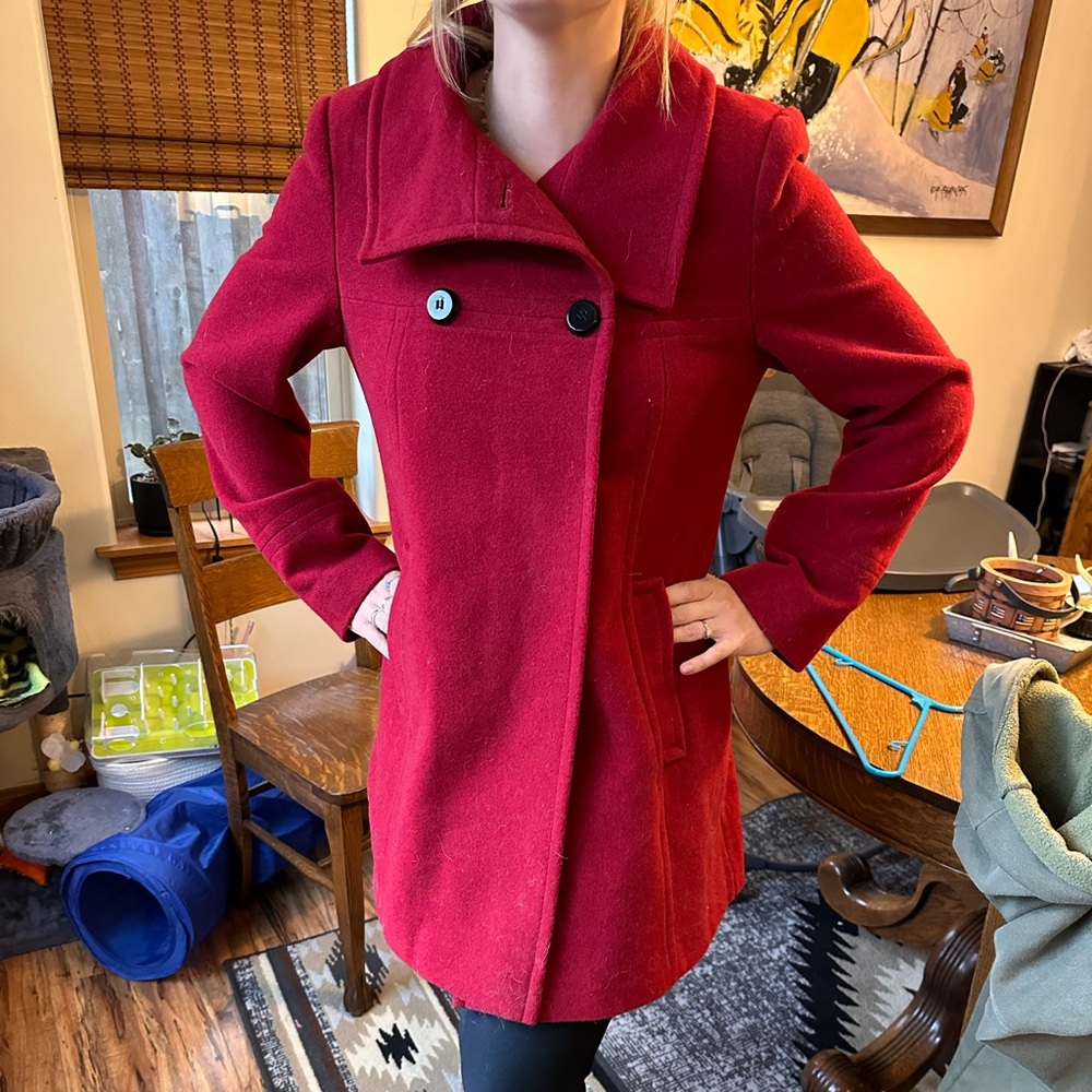 Larry Levine Babydoll Women's Red Wool Coat